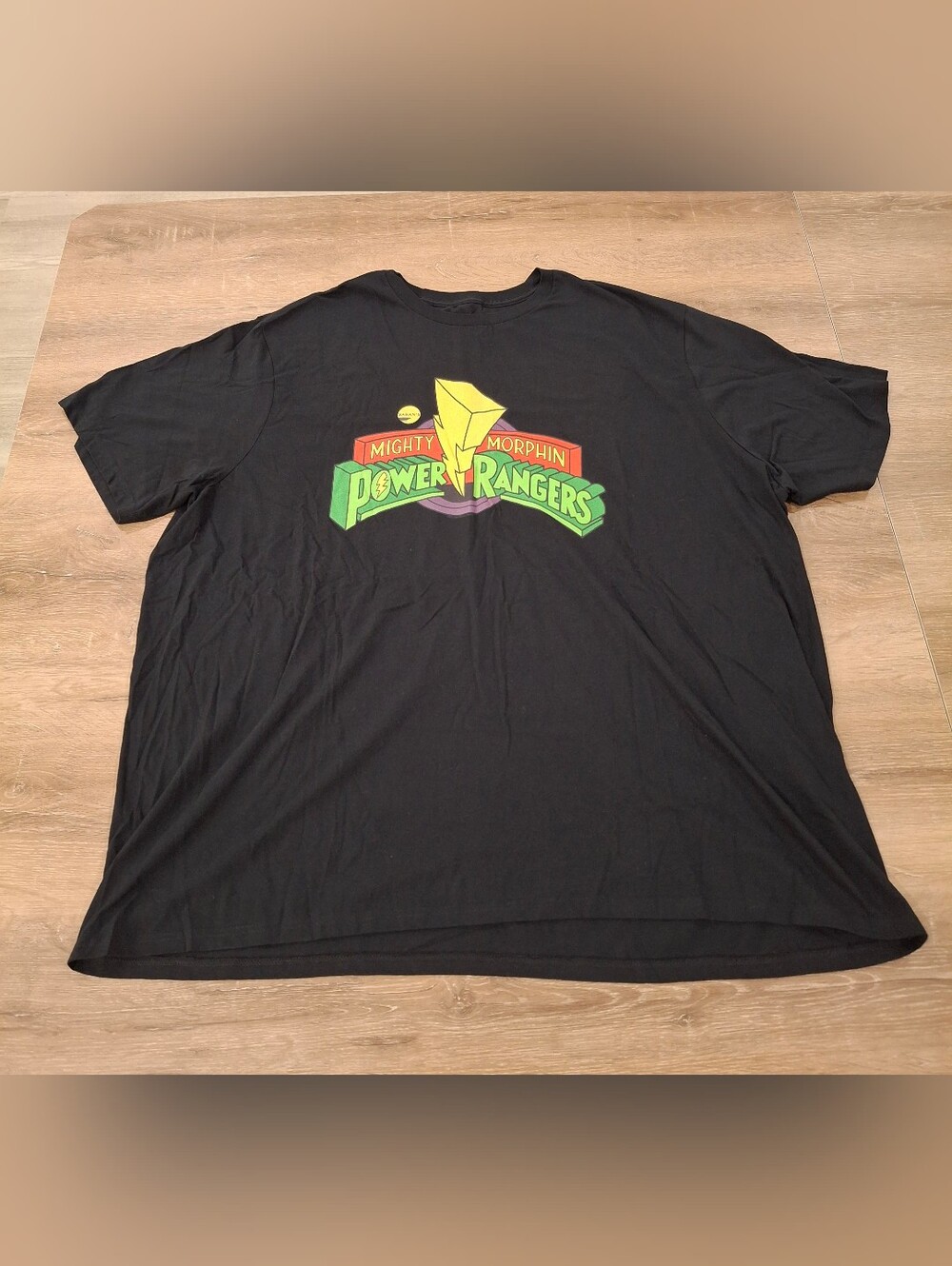 Mighty Morphin Power Rangers Classic Logo Graphic T-Shirt Men's 4XL Tall Black